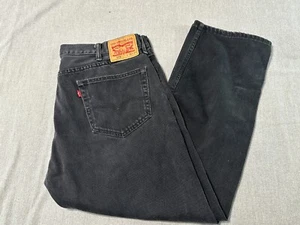 Pantalones de mezclilla Levi's para hombre 38x30 negros 100 % algodón 505 pierna recta desteñida lengüeta roja - Imagen 1 de 22