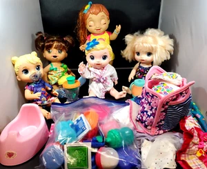 Huge Lot of Hasbro Baby Alive 5 Dolls, extra clothing, diaper bag/ diapers +more - Picture 1 of 13