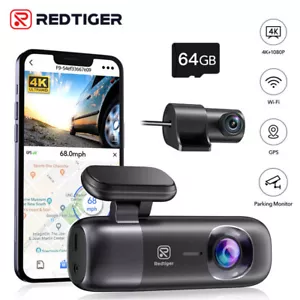 REDTIGER Dash Cam 4K Front und Rear Dash Camera WiFi GPS mit gratis 64GB SD-Karte - Bild 1 von 11