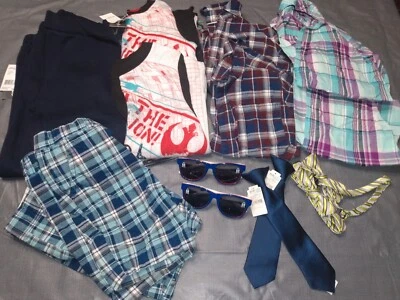 Lote de roupas masculinas gêmeas 5t Star Wars pijama calças gymboree camisas shorts gravatas - Imagem 1 de 4