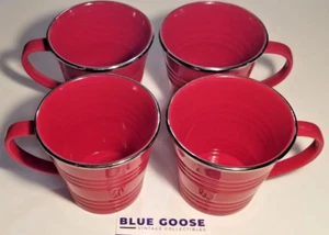 Starbucks Red Coffee Cup Silver Rim Textured Coffee Mug 2007 14 Oz Quantity 1 - Picture 1 of 7