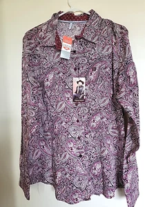 Women's Cinch Shirt, XXL, , Paisley purple Button Up NEW - Picture 1 of 3