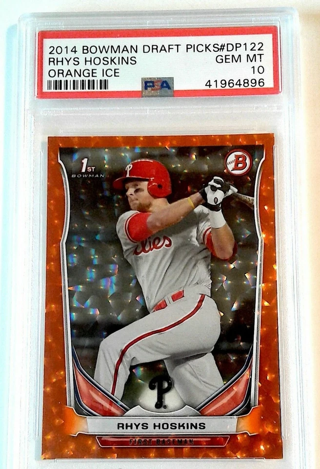 RHYS HOSKINS 2014 BOWMAN DP PSA10 ORANGE ICE #23/25 POP 3 #DP122  - Image 1 of 2