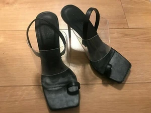 Truffle Collection schwarze quadratische Pu-Plexiglas-Heels mit Zehenring schwarz UK 7 - Bild 1 von 7