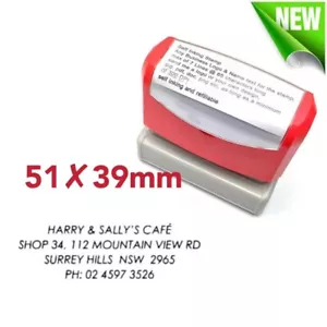Personalised Self Inking Rubber Stamp Custom Business Name Address 51mm x 39mm - Foto 1 di 2