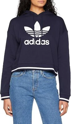 Sudadera con Capucha Recortada Adidas Originales Para Mujer Active Icon Legend Ink XS X-Small Foto 1 de 4