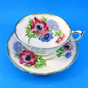Gorgeous Anemones on Pink Paragon Tea Cup and Saucer Set - Picture 1 of 6