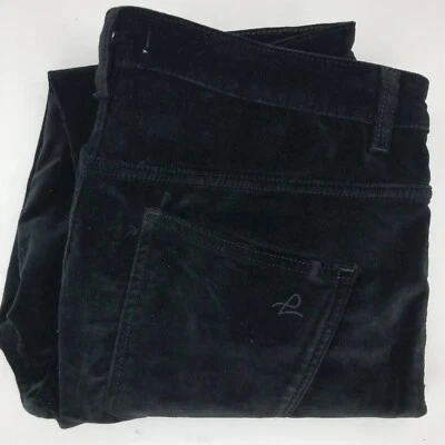 Pantalones de tiro ultra alto DL1961 31 para mujer de terciopelo negro con botones al tobillo Foto 1 de 4