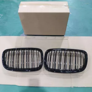 2x Gloss Black Front Bumper Kidney Grille Grill Fits BMW X5 X6 E70 E71 2007~2013 - Picture 1 of 10