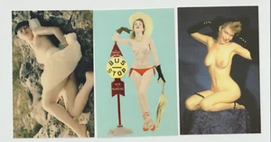 3 Risque Postcards Vintage LADIES WITH HATS topless nudes - Picture 1 of 1