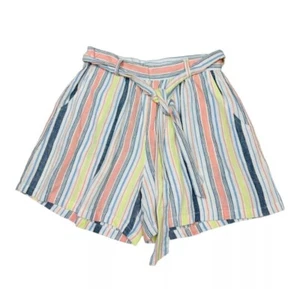 Cute Habitual Girl Shorts Girls 16 White Pink Yellow Blue Stripe Linen Shorts - Picture 1 of 6