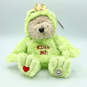 Starbucks Coffee 2004 Oso Barista Verde Lima Love Frog Prince con Etiquetas Oso de Peluche - Imagen 1 de 9