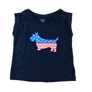 Gap Baby dunkelblau ärmellos Baumwolle Glitzer Welpe Flagge Tank Top Shirt 18-24 Monate - Bild 1 von 2