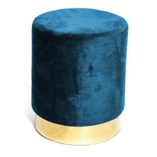 POUF CILINDRO POGGIAPIEDI IN VELLUTO PUFF IMBOTTITO BASE ORO ROBUSTO RESISTENTE