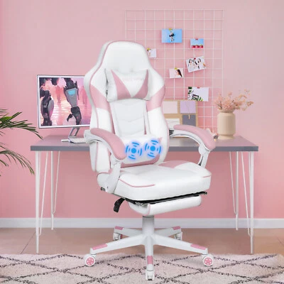 Gaming Stuhl Massage Bürostuhl Chefsessel Racing Drehstuhl mit Fußstütze 150kg