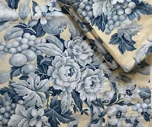 Valances (3) Soft Yellow/Blue Fruit & Flowers Cotton Blend 18x84” Echo USA - Picture 1 of 5