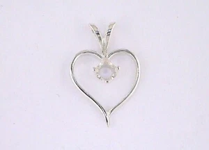 4mm Round Fancy Heart Pendant Setting Sterling Silver - Picture 1 of 2