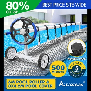 ALFORDSON Pool Cover 500 Micron Solar Blanket Swimming 6M Roller Reel 8X4.2M - Picture 1 of 11