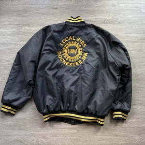 Men’s 1980’s VINTAGE BOMBER JACKET Black Size XL UAW Minnesota  - Bild 1 von 5