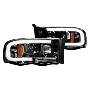 For Dodge Ram 1500 02-05 Headlights Driver & Passenger Side Black/Smoke LED DRL - Picture 1 of 11