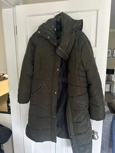 NEXT GENERATION Ladies LONG GREEN HOODED PUFFA TYPE jacket by NEXT size UK 8 - Picture 1 of 3