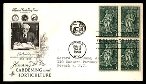Mayfairstamps US FDC 1958 New York block gardening and horticulture First Day Co - Picture 1 of 2