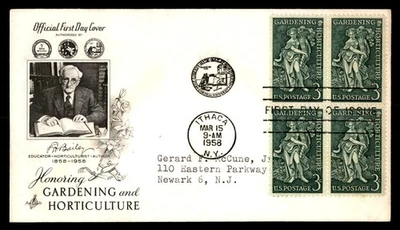 Mayfairstamps US FDC 1958 New York block gardening and horticulture First Day Co - Image 1 of 2