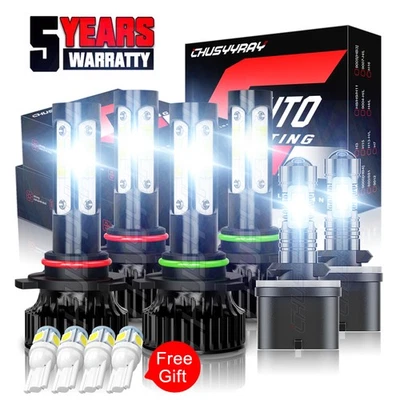 For Chevy Suburban & Tahoe 2001-2006 4-sides LED Headlights + Fog Light Bulbs 6x - Image 1 of 4