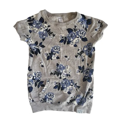 Camisa Floral Carter's Niña Talla 6 Gris 100% Algodón Canguro Bolsillo Terry Foto 1 de 4