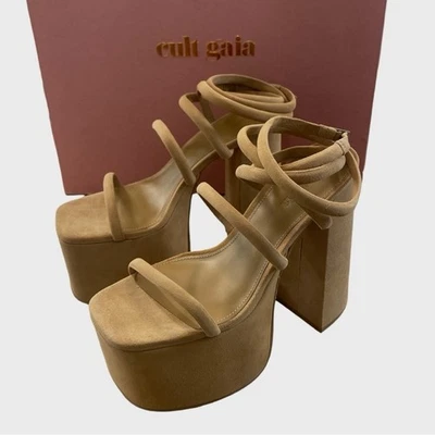 Kultige Gaia NEU im Karton camel Wildleder Riemchen Hyte Plateau Heels Größe 6,5 - Bild 1 von 4