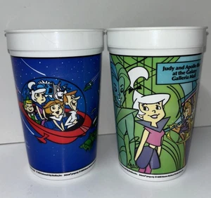 Jetsons The Movie Plastic Cups Lot Of 2 Wendy’s Family Judy And Apollo Blue 1990 - Picture 1 of 6