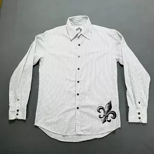 Level Ten White Striped Shirt Long Sleeve Button Down Men's Graphic Size L - Picture 1 of 16