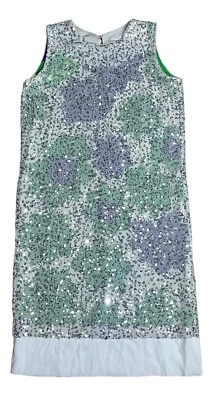 Diane Von Furstenberg Gray Silk Floral Shift Dress Izzy Embellished 0 Sleeveless - Image 1 of 4