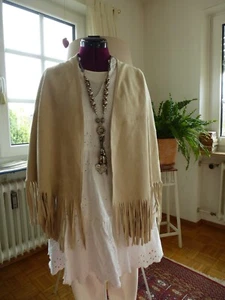 MARC CAIN Fake Leder Velourleder Fransen open front Cardigan Cape Gr. N4 38/40 - Bild 1 von 11