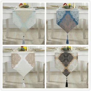 Lujo Blanco Bronce Damasco Grueso Jacquard Borlas Boda Cama Mesa Corredor Tela - Imagen 1 de 25