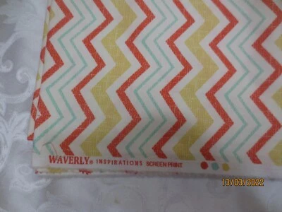 2 yardas de tela 100 % algodón Waverly Inspirations en zigzags verde amarillo naranja Foto 1 de 2