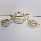 Vintage Sadler Gold & Cream Pearlescent Teapot, Sugar Pot And Milk Jug
