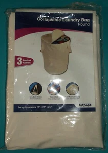COLLAPSIBLE LAUNDRY BAG ROUND HOMZ LAUNDRY 17" x 17" x 25" 3 LOADS OF LAUNDRY - Picture 1 of 8