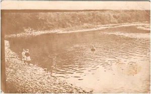 Man Bathing in Waters of Fork Pennsylvania PA 1910s RPPC Postcard Photo - Picture 1 of 2