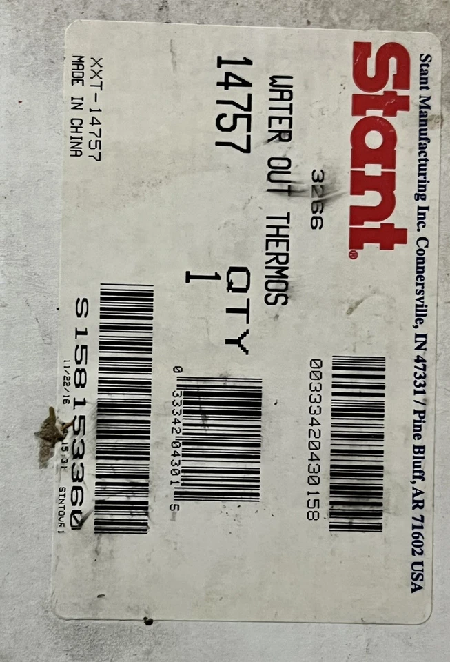 Conjunto de termostato/salida de agua de refrigerante de motor Stant P/N: 14757 con junta Foto 1 de 4