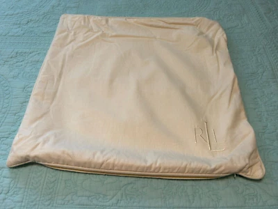 LAUREN RALPH LAUREN Ivory Throw Pillow Cover 20" Square LRL Monogram Embroidered - Image 1 of 4