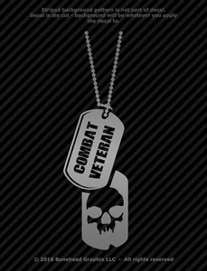 Teschio Combat Veterano AV Dog Tag Vinile Decalcomania Adesivo Finestra Militare 25 Colori - Foto 1 di 26