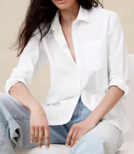 NWT!! Banana Republic RT$80 White Classic Cotton Poplin Everyday Button Shirt XS - Picture 1 of 5