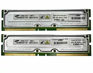 2 Samsung RAM Memory Module 64MB PC800 45 RDRAM RIMM MR16R0824AN1 CK8 Untested - Picture 1 of 4