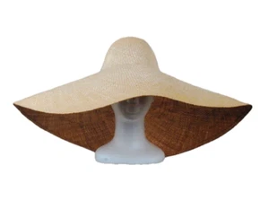 Cappello Paglia Donna Panama Toquilla Tesa Larga Over Parasole Mare tg un - Picture 1 of 4
