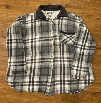 Vintage 90’s NYC Collection Plaid Shirt Corduroy Button Up Grunge Fashion Skate - Image 1 of 4