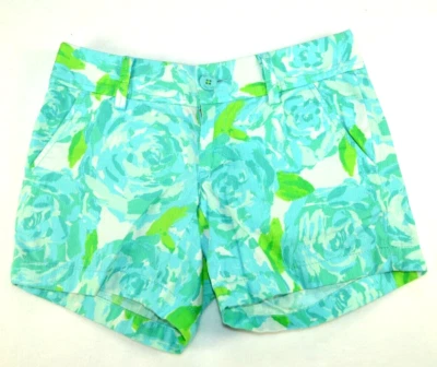 Pantalones Cortos Lilly Pulitzer Mujer Callahan Azul Verde Talla 000 Texturizado Floral Foto 1 de 4