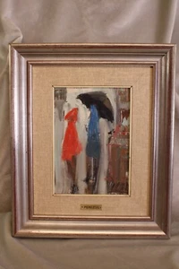 Óleo Pérez Gil. Conversando bajo el paraguas. 1987 Oil painting Pérez Gil. - Bild 1 von 5