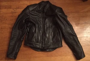 Johnson Leather Black Cafe Steer Hide Motorcycle Jacket USA Size 38 - Picture 1 of 10