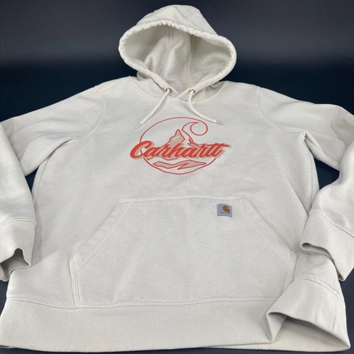 OFF WHITE Felpa con cappuccio pullover Carhartt Relaxed Fit DONNA bianco sporco arancione TAGLIA L